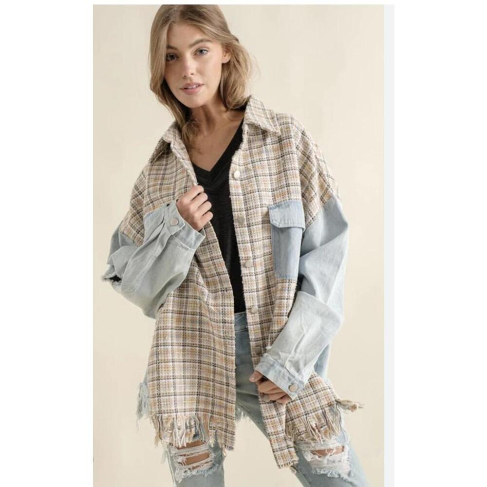 Blue B Denim and tweed shacket